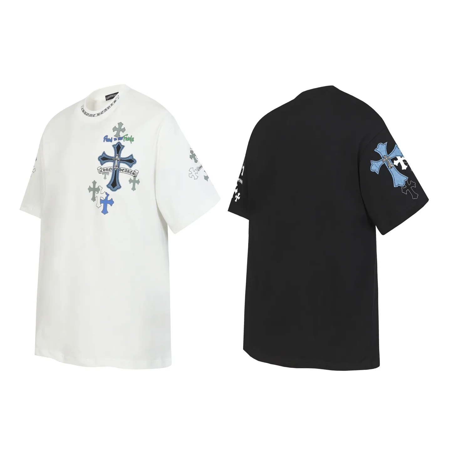 P170 Chrome Hearts CH Chrome Hearts Cross ✝️Denim embroidered Sanskrit short-sleeved T-shirt. Printed using direct injection imported machines. Hardware and accessories are all milled and customized. Correct configuration. Black 2025 Chrome Hearts authentic packaging. 260 grams of custom-dyed double yarn cotton. Large version. Loose and stylish. Differentiated from low version, slim and long version with upper body and hips. 100% commitment: top quality. Not fast food. Highest version on the market. Top quality - different from ordinary versions on the market. If you care about quality, you should also respect the price. Absolutely 0 after-sales service and 0 return rate so far. It’s hard not to love the style - 260g double yarn cotton custom dyed fabric - Correct high-density main mark, washed tag, hand-sewn